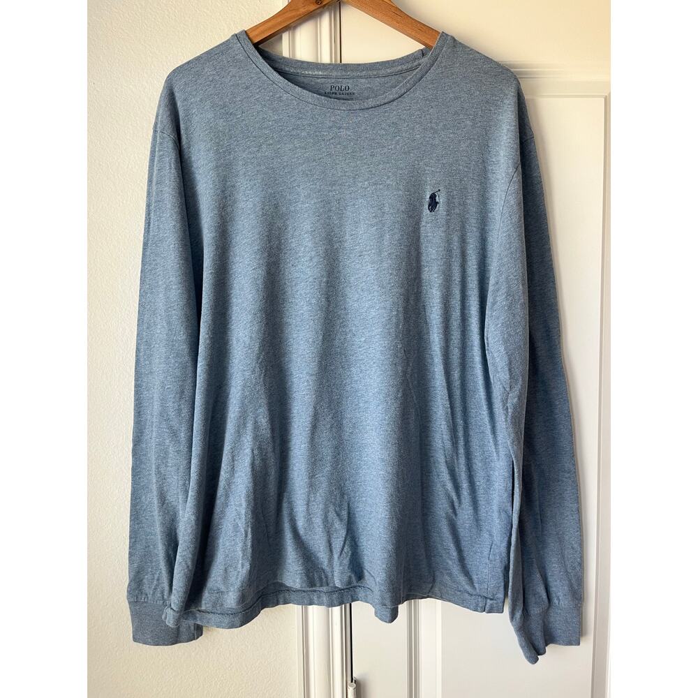 Polo by Ralph Lauren Mens XL Blue Heathered Long Sleeve Shirt w/ Pony Logo